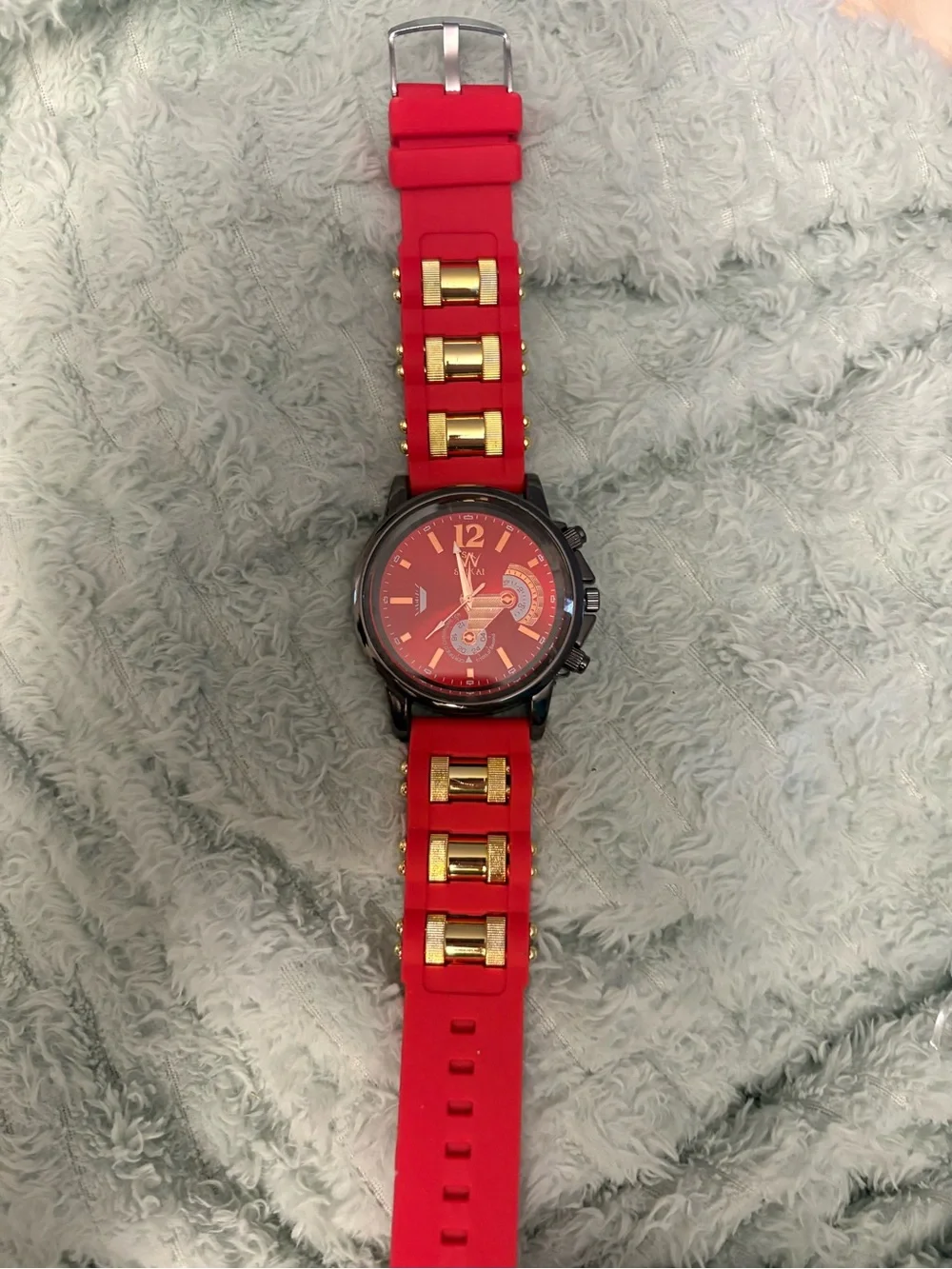 New- classic Red Sport Watch with Gold Accents Christmas perfect gift